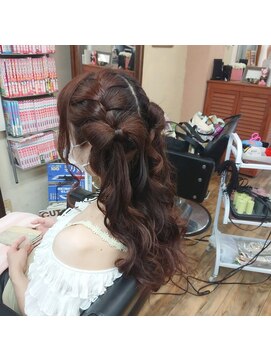 ヘアーアンドメイク アール(hair&make R) ★hair&makeR★編み込みリボンハーフアップ