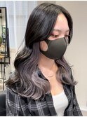インナーカラーミルクティーベージュシルバーイヤリングカラー