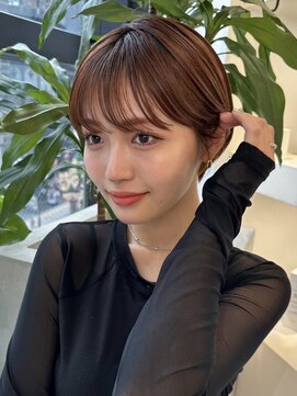 ジーナ 川崎(Zina) 髪質改善*メルティ―カラー斜めバングショート*【Zina 川崎】