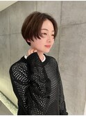センターパート×ショートマッシュ