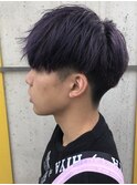 王道刈り上げマッシュスタイルブリーチパープルカラーハイトーン