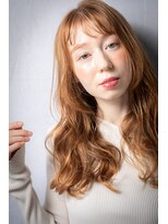カバーヘア ブリス 戸田公園西口店(COVER HAIR bliss)&nbsp;透明感アプリコットオレンジフェミニンロングw戸田公園20代30代