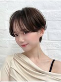斜めバング、小顔ショート、前髪パーマ
