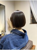 ナチュラルボブ　ミニボブ　前髪あり髪質改善　マロンベージュ