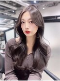 ロング顔周りレイヤー韓国ヘア前髪カット_ba537571