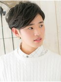 七三分けアースカラー重めメンズショートc新所沢
