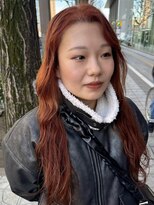 ビーハイブ 仙台駅前店(Behive)&nbsp;オレンジレッド/ブリーチ/セミロング/10代20代
