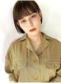 ぷつっとバング×切りっぱなしボブ