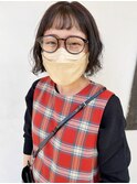 オン眉のボブパーマ