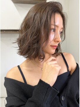 ブラン 梅田(Blanc) 【Blanc】ダークアッシュ＿大人ボブパーマ＿かきあげバング side