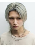 メンズハイトーンウルフブリーチカラーツーブロック