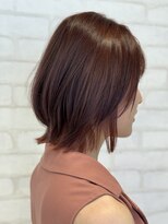 ビス ヘア アンド ビューティー 西新井店(Vis Hair＆Beauty)&nbsp;大人可愛い切りっぱなしひし形レイヤーカットピンクベージュ