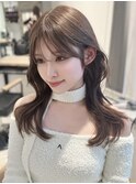 韓国くびれヘア シースルーバングおくれ毛 顔まわりカット