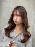 20代30代大人かわいいセミロングヘア★チェリーブラウン