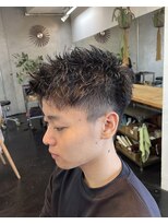 エルマノ 仙川(L mano)&nbsp;〈k21〉メンズパーマブリーチフェードツーブロックスパイラル