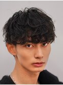 渋谷シャドウパーマメンズマッシュウルフカットルーズパーマ