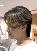 センターパート/ハイライト/メッシュ/フェザーパーマ/メンズ