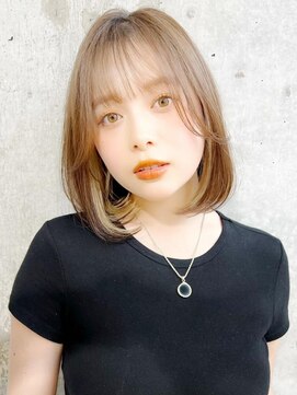 ハローバイシー 仙台(Hello by Sea) 韓国風レイヤーボブ/前髪カット/ピンクブラウン[仙台]