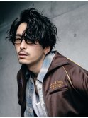 センターパートニュアンスパーマスパイラルパーマメンズパーマ