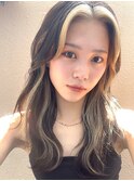 フェイスフレーミングホワイトベージュロング