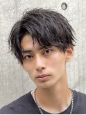ニュアンスパーマ毛流れセンターパートウルフフェザーパーマ