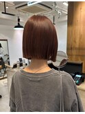 乾かすだけでキマる髪/ナチュラルブラウン切りっぱなしボブ