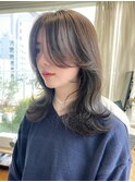 グレージュカラー 透明感カラー レイヤーカット くびれヘア