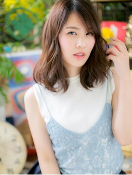 カバーヘア イヴ 戸頭店(COVER HAIR EVE) 斜めバング小顔くせ毛風グレーベージュミディh4戸頭20代30代40代