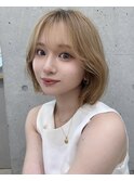 ヘアリーボブ#ベージュカラー#ブリーチなしダブルカラー