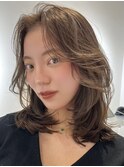 韓国ヘアーハッシュカットレイヤーカットハイライトカラー