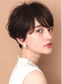 分け目なしマッシュショート/30代/40代/前髪あり/耳だし