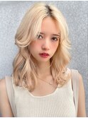 センター分けくびレイヤーロング前髪パーマ