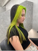 イエローグリーン フェイスフレーミング 派手髪 ライムグリーン