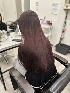 アオ(ao.) ブリーチなしピンク顔まわりレイヤー韓国前髪あり