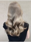 20代30代艶感ウェーブパーマ髪質改善カラーミルクティーブロンド