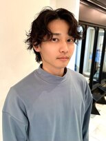 ★韓国マッシュメンズカットブルーブラックスペインカール表参道