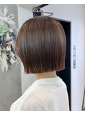イメチェン外ハネボブ美髪ワイドバングミディアム縮毛矯正ボブ