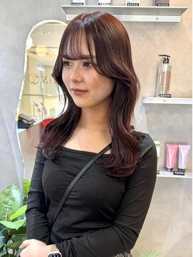 ジーナ 天神(Zina) 韓国ヘア/レイヤーカット/顔周り/ボルドーカラー