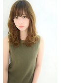 ブラウンカラー/大人かわいい/小顔/斜めバング/アシンメトリー
