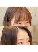 20代30代大人女子　ココアブラウンひし形ミディアム前髪エクステ