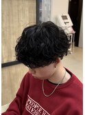 刈り上げツーブロック波巻きスパイラルパーマメンズマッシュ