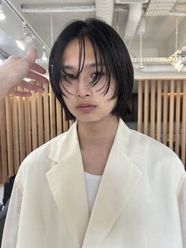 メゾンアクア 表参道(Maison ACQUA) =メンズボブ/ダークアッシュ/ニュアンスパーマ／MAN’S HAIR