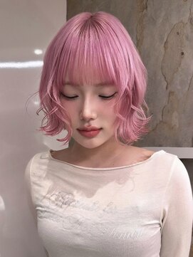 ソル バロール 表参道(SOL .valor) デザインカラーハイトーンブロンドペールピンク顔周りレイヤー