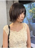 上田/ボブレイヤーカットウルフカット赤み消しカラー顔周り