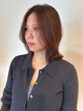 リベラル(liberal) かきあげ くびれレイヤー 髪質改善 ボルドーピンク【20代/30代】