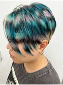 ショート　デザイン　寒色