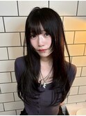 17371黒髪アッシュブラックハイレイヤーウルフバタフライカット