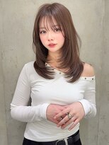Moalana 名古屋 栄/髪質改善/縮毛矯正/レイヤー【モアラナ】&nbsp;ひし形レイヤーボブハッシュ/顔周り/オリーブベージュ/名駅