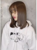 内田理央髪型 切りっぱなしグレージュ 20代30代艶感前髪エクステ
