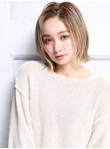 大人可愛い小顔美髪ハイトーンカラーミディアムベージュ A4